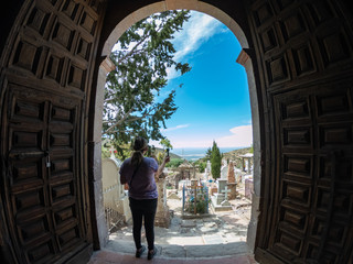 Ancient pantheon in Mexican town Real de 14