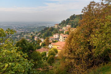 Fototapeta na wymiar View of Bergamo from Via San Vigilio street. Italy