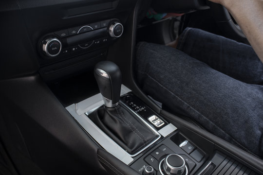 Automatic gear stick  of a modern car,Luxery car.