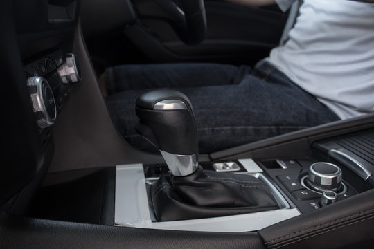 Automatic gear stick  of a modern car,Luxery car.