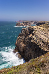 Views from the lighthouse of Cabo do Sao Vicente in Algarve (Portugal)