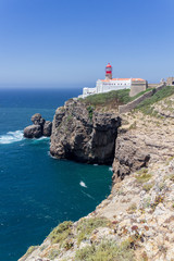 Fototapeta na wymiar Views from the lighthouse of Cabo do Sao Vicente in Algarve (Portugal)