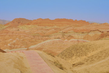 Danxia red sandstone in the national geopark of Zhangye, Gansu, China