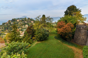 View from top of San Vigilio castle. Bergamo. Italy