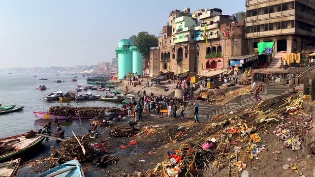 March 2019, India banks of Ganga river dead burning ceremony, tc01