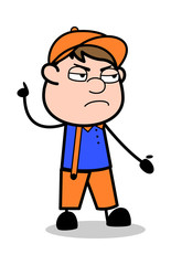 Obraz premium Irritated - Retro Cartoon Carpenter Worker Vector Illustration﻿