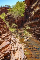 hiking down in hancock gorge in karijini national park, western australia 36