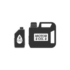 Plastic canister for motor machine oil icon isolated. Oil gallon. Oil change service and repair. Engine oil sign. Flat design. Vector Illustration
