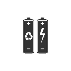 Battery with recycle symbol - renewable energy concept icon isolated. Flat design. Vector Illustration