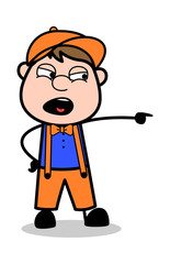 Scolding - Retro Cartoon Carpenter Worker Vector Illustration﻿