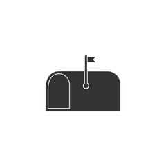 Mail box icon isolated. Mailbox icon. Mail postbox on pole with flag. Flat design. Vector Illustration