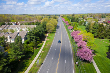 Aerial View of Spring Nice Day in Plainsboro New Jersey