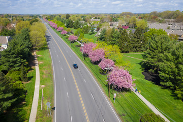 Aerial View of Spring Nice Day in Plainsboro New Jersey