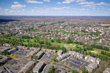 Fototapeta na wymiar Aerial View of Spring Nice Day in Plainsboro New Jersey