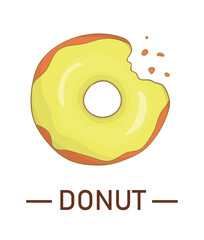 Vector illustration of colorful doughnut. Colored donut isolated on white background. Bright and cheerful illustration for bakery or café design.