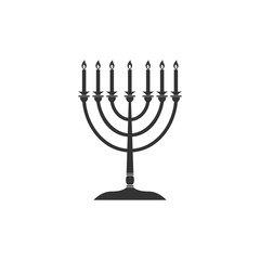 Hanukkah menorah icon isolated. Religion icon. Hanukkah traditional symbol. Holiday religion, jewish festival of Lights. Flat design. Vector Illustration