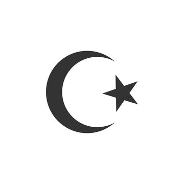 Star and crescent - symbol of Islam icon isolated. Religion symbol. Flat design. Vector Illustration