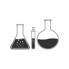 Test tube and flask - chemical laboratory test icon isolated. Laboratory glassware sign. Flat design. Vector Illustration