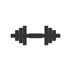 Dumbbell icon isolated. Muscle lifting icon, fitness barbell, gym icon, sports equipment symbol, exercise bumbbell. Flat design. Vector Illustration