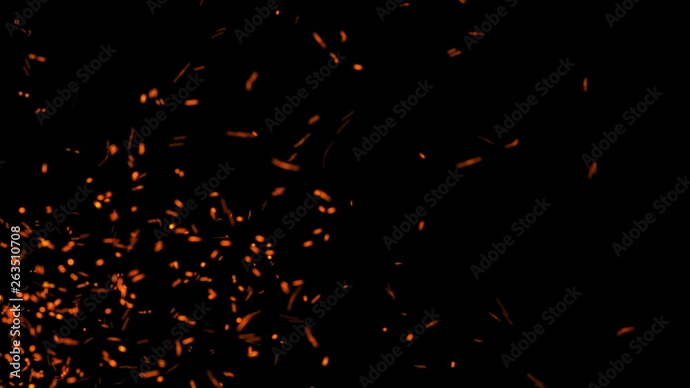 Aufkleber Dust particles. Abstract background of particles. Fire flying sparks. 3d rendering.