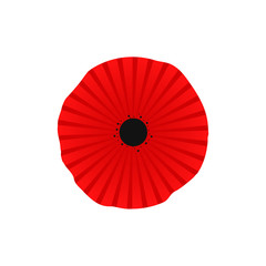 Red poppy flat icon. Stylized flower symbol. Vector illustration