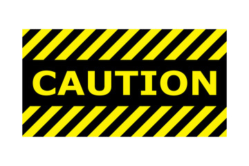 Caution banner, vector icon. Border with line yellow and black color. Caution sign. Border and text design like Stamp