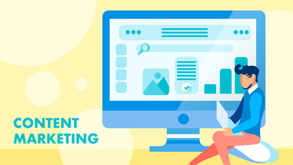 SMM, Content Marketing Flat Banner Vector Concept