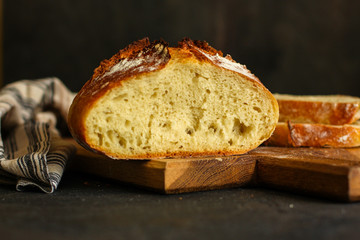 bread, fresh white wheat bun pastries. yeast free. food background. top view