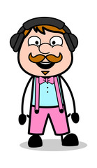 Listening Music - Retro Delivery Man Vendor Vector Illustration