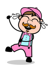Tears of Joy - Retro Delivery Man Vendor Vector Illustration