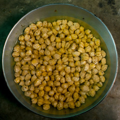 Chickpeas in a bowl in huge amount