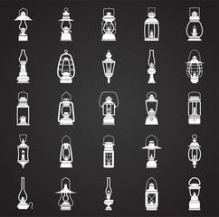Lantern icons set on black background for graphic and web design. Simple vector sign. Internet concept symbol for website button or mobile app. - 263517199