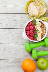 Healthy food and fitness concept