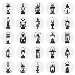 Lantern icons set on circles white background for graphic and web design. Simple vector sign. Internet concept symbol for website button or mobile app.