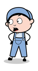 Gossip - Retro Repairman Cartoon Worker Vector Illustration