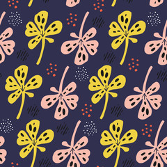 Fototapeta premium Botanical multicolor vector seamless pattern