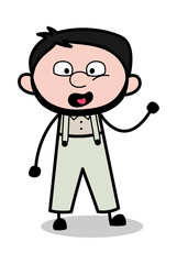 Slogan Shouting - Retro Repairman Cartoon Worker Vector Illustration