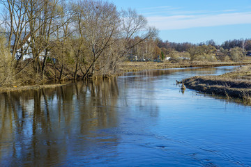 Fototapeta na wymiar river in spring during spill