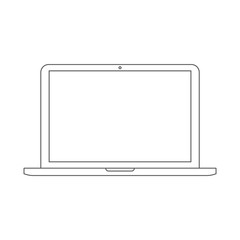 Outline laptop notebook with empty screen, isolated on white. Laptop outline vector.