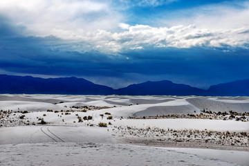 Fototapeta na wymiar Distant Mountain Range Viewed across White Sands National Monument