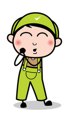 Feeling Lovely - Retro Repairman Cartoon Worker Vector Illustration