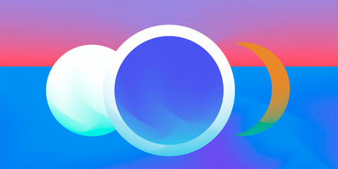 Retrofuturistic geometric background in neon color tones.