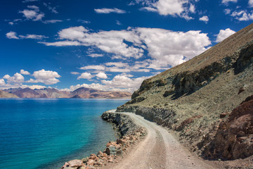 Beautiful landscape of the Pangong Tso Lake in Ladakh