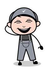 Laughter - Retro Repairman Cartoon Worker Vector Illustration