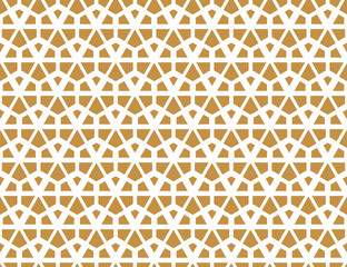 Abstract geometric pattern. A seamless vector background. White and gold ornament. Graphic modern pattern. Simple lattice graphic design
