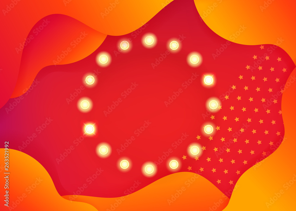 Poster creative fluid poster with illuminated circle frame for a text. vector template for web, print, maga