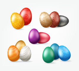 Easter holiday eggs groups clipart isolated on white background