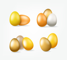 Easter golden eggs clipart isolated on white background