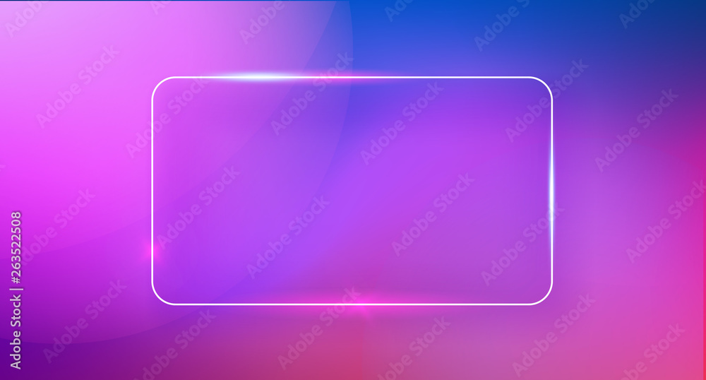 Poster abstract color trendy background with neon rectangle frame