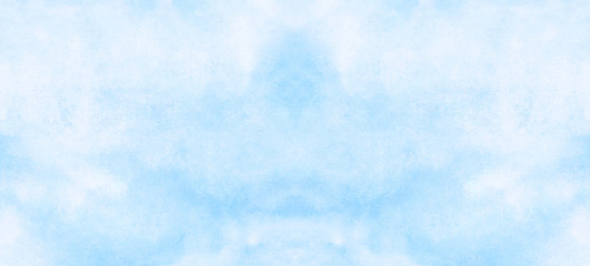 Creative wet ink effect sky blue color watercolor background. Light turquoise shades frame illustration. Grunge aquarelle painted paper textured canvas for vintage design, invitation card, template